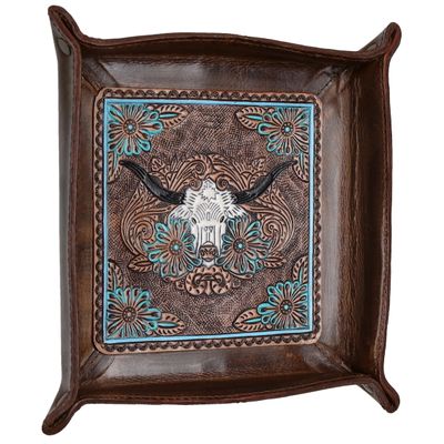 Longhorn Leather Tray Catch-All