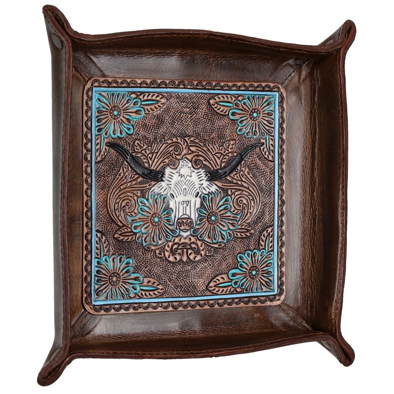 Longhorn Leather Tray Catch-All