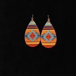 Silver Strike Earrings Aztec Teardrop Multicolored