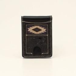 Wallet - Nocona Bifold Money Clip Wallet Southwestern Buck Lacing Black