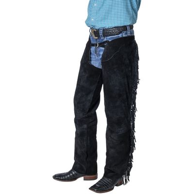 Western Shotgun Chaps Fringe, Black - ADULT XS Only
