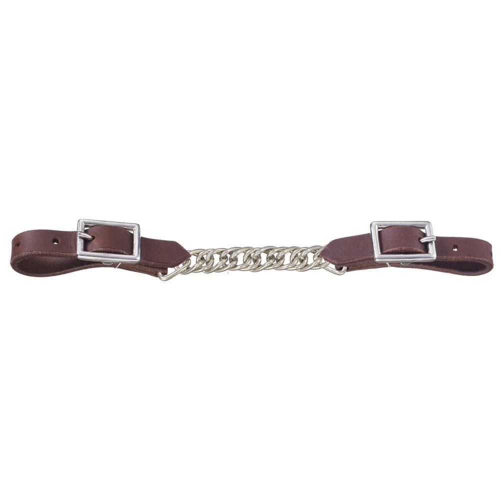 Curb Chain - Harness Leather Curb Strap with Flat Chain