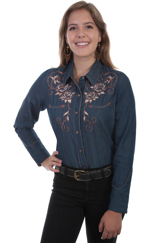 Women's Scully Longhorn Embroidered Shirt