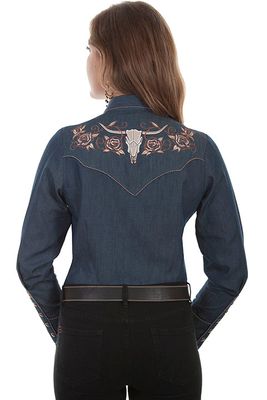 Women's Scully Longhorn Embroidered Shirt