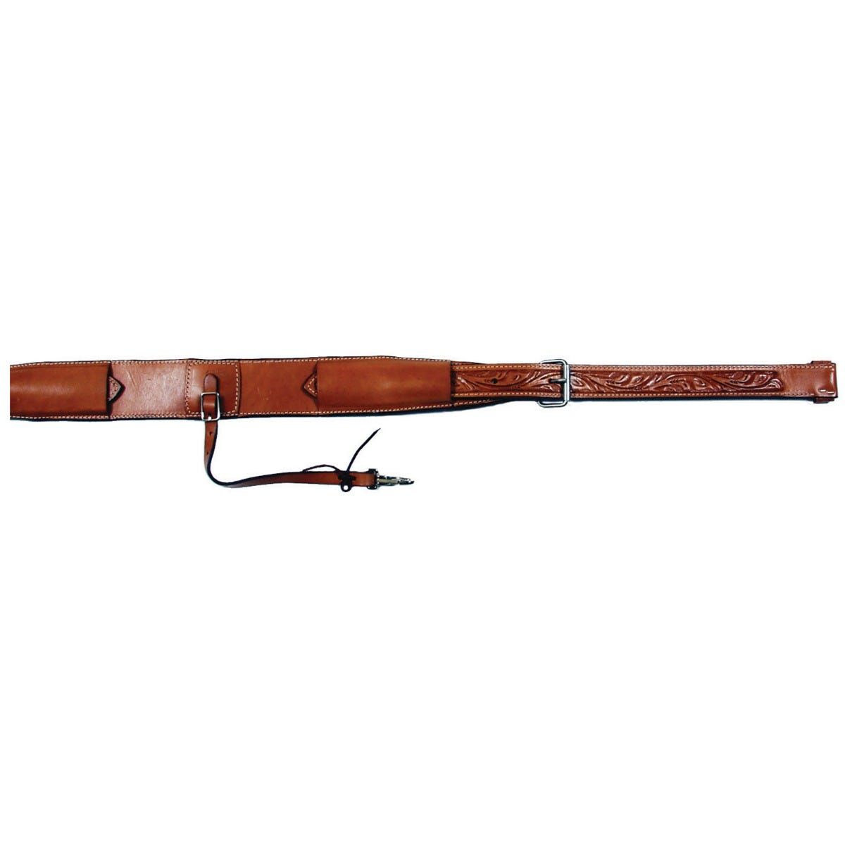 Circle Y Floral Flank Cinch, Walnut - 3"