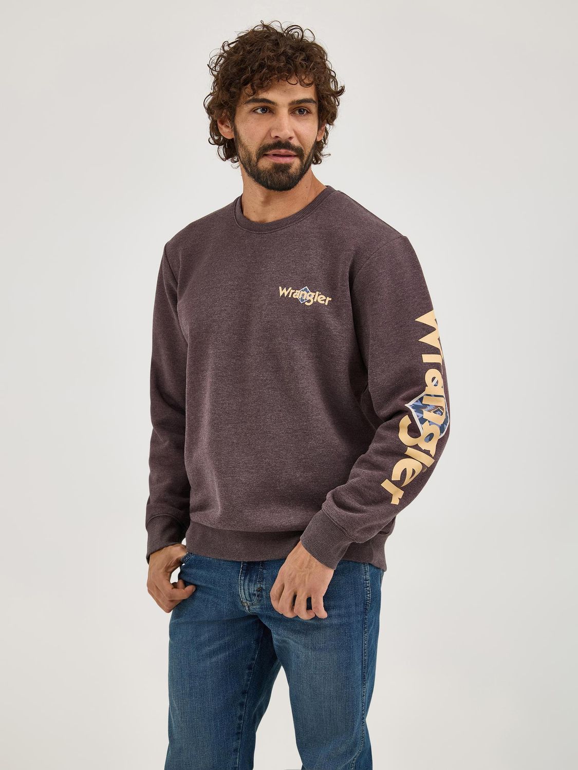 Wrangler® Crew Fleece Pullover - Regular Fit - Mole Wrangler® Crew Fleece Pullover - Regular Fit - Mole