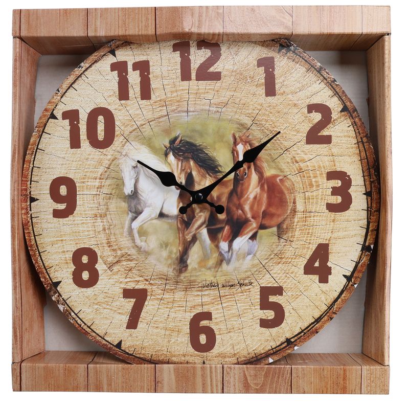 Country Side Running Horses Clock