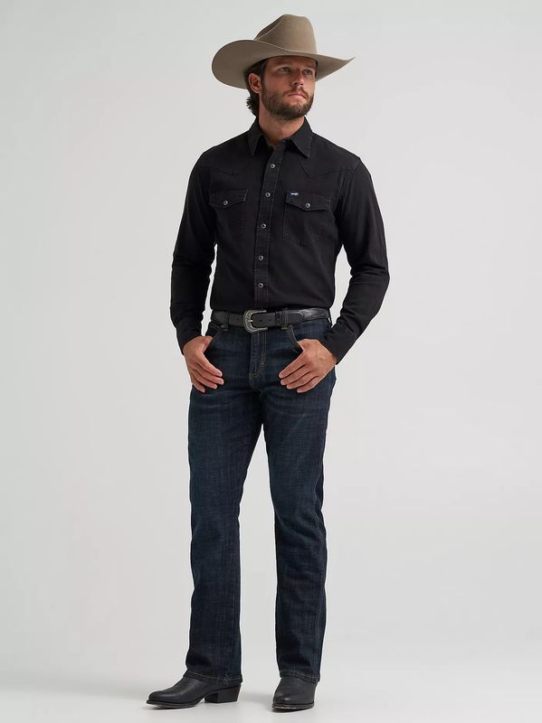 Men's Wrangler® Classic Denim Western Snap Shirt - Blk