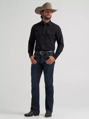 Men's Wrangler® Classic Denim Western Snap Shirt - Blk