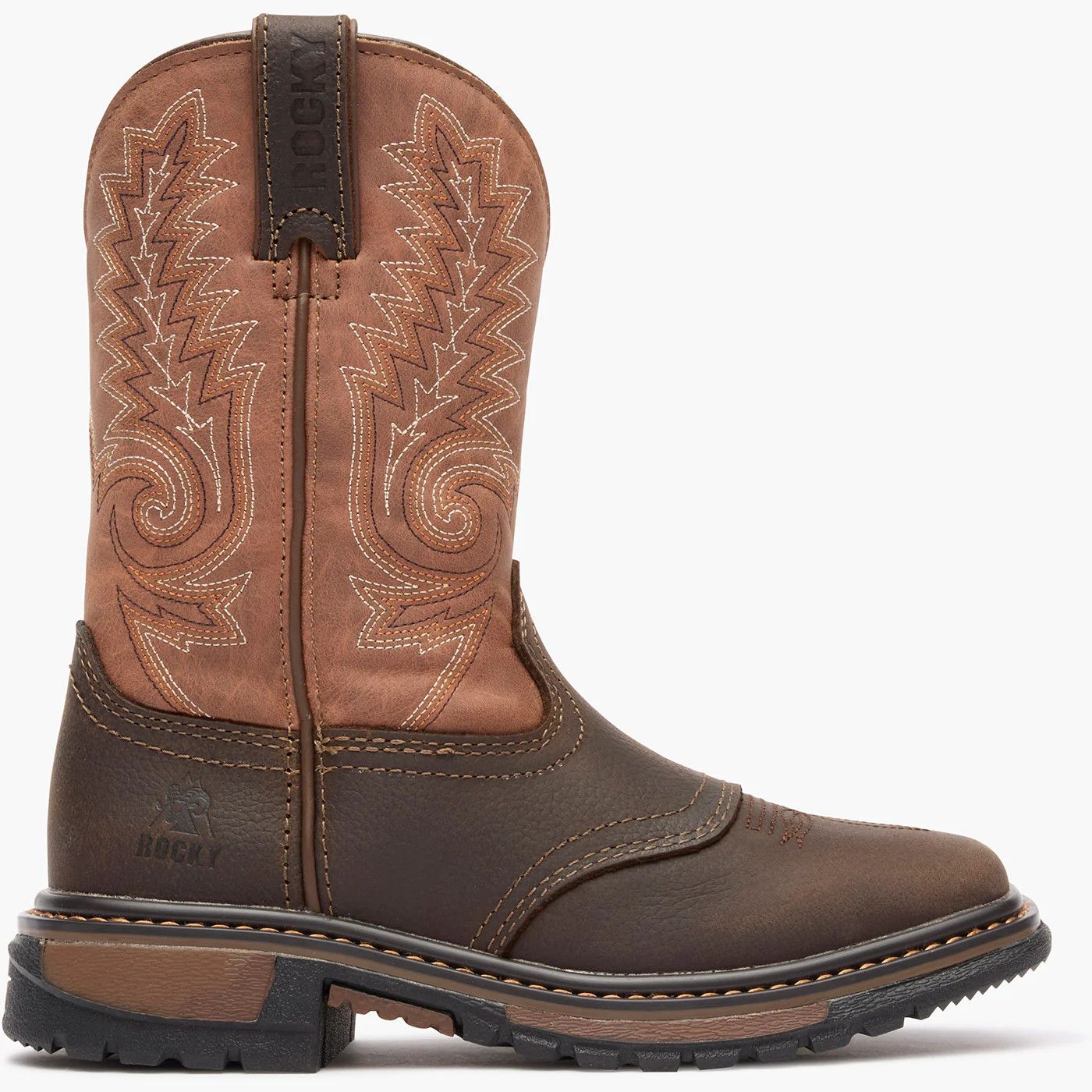 Youth Rocky Big Kids' Ride FLX Western Boot - Orange Brown Youth Rocky Big Kids' Ride FLX Western Boot - Orange Brown