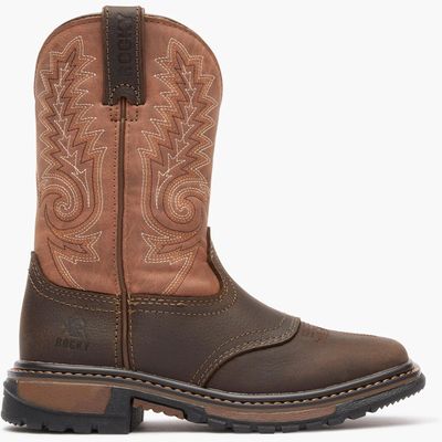 Youth Rocky Big Kids' Ride FLX Western Boot - Orange Brown