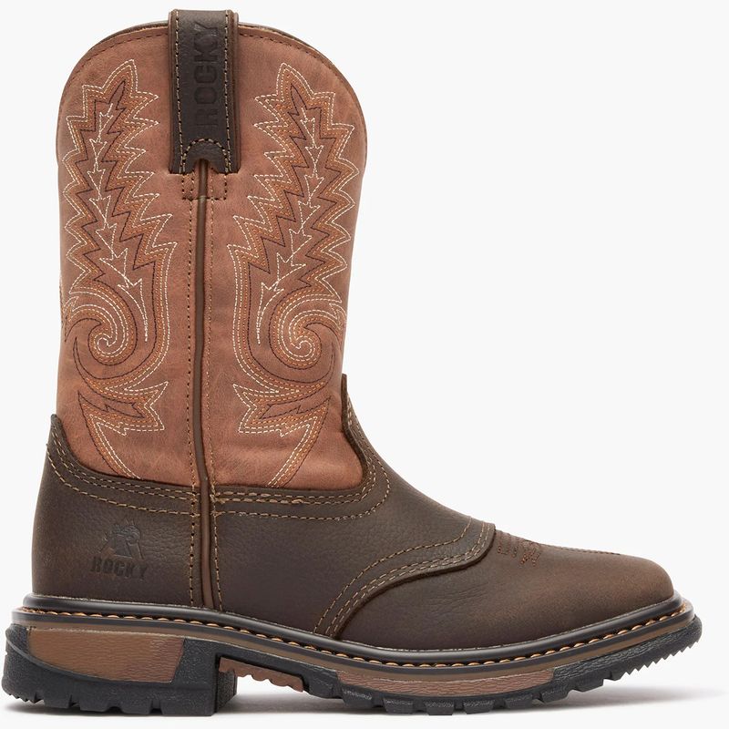 Youth Rocky Big Kids' Ride FLX Western Boot - Orange Brown
