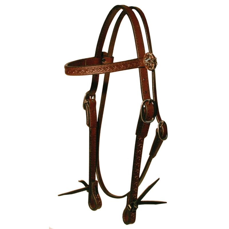 Circle Y Daisetta Browband Border Tooled Headstall - 3/4"