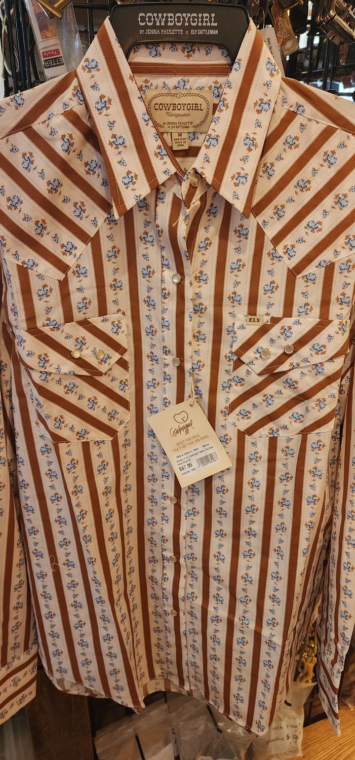 Women's Ely Cowboygirl Ranch Rig Rust Rose Stripe Women's Ely Cowboygirl Ranch Rig Rust Rose Stripe