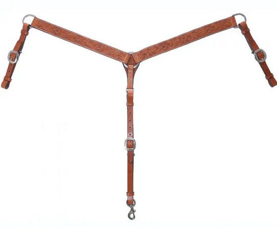 Circle Y Classic Floral Straight Breast Collar, Color: Reg Oil