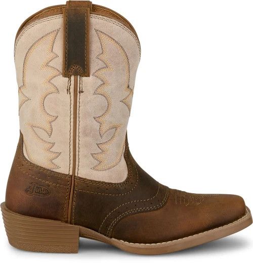 Youth Justin Tad Jr. Brown Bone Water Buffalo Boots