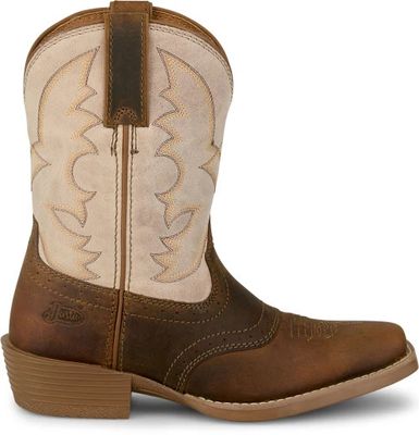 Youth Justin Tad Jr. Brown Bone Water Buffalo Boots
