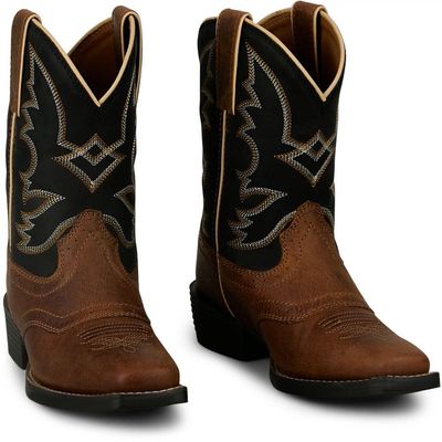 Youth Justin Tad Jr. Cognac Black Water Buffalo Boots