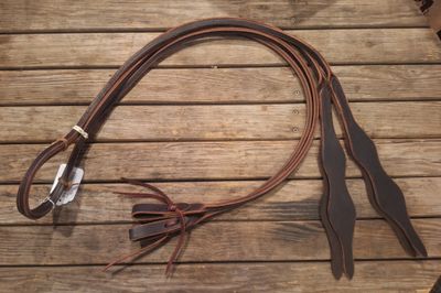 Circle L Leather Rolled/Boxed Split Reins w/Poppers - 8'x1/2"
