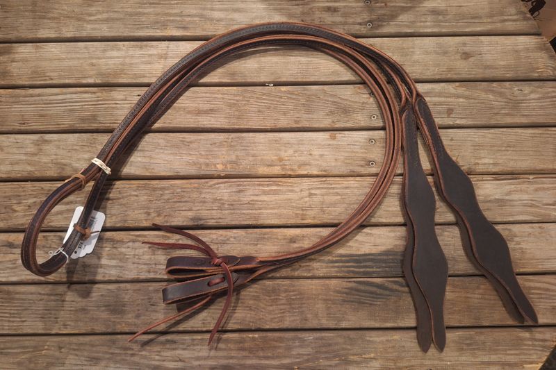 Circle L Leather Rolled/Boxed Split Reins w/Poppers -  8'x1/2"