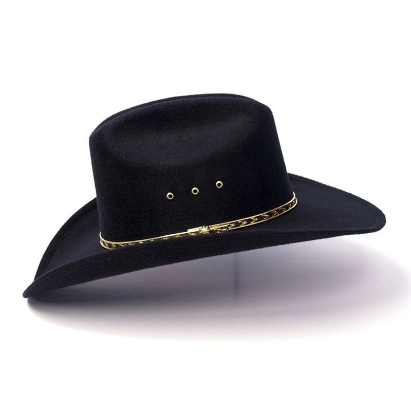 Felt Finish Western Cattleman Hat (Black w/Gold Band)