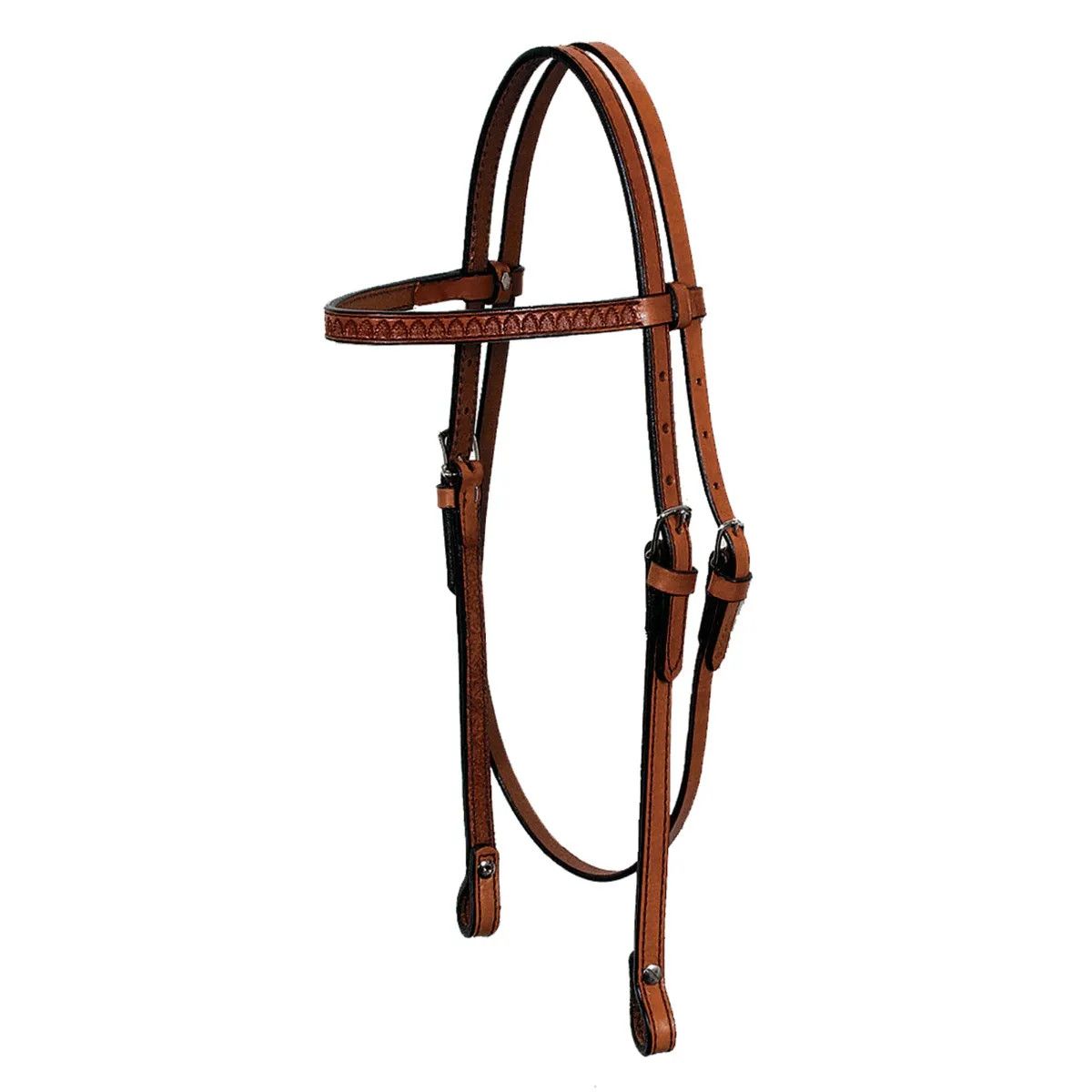 Circle Y Shell Browband Headstall w/Chicago Screws, Color: Regular Oil