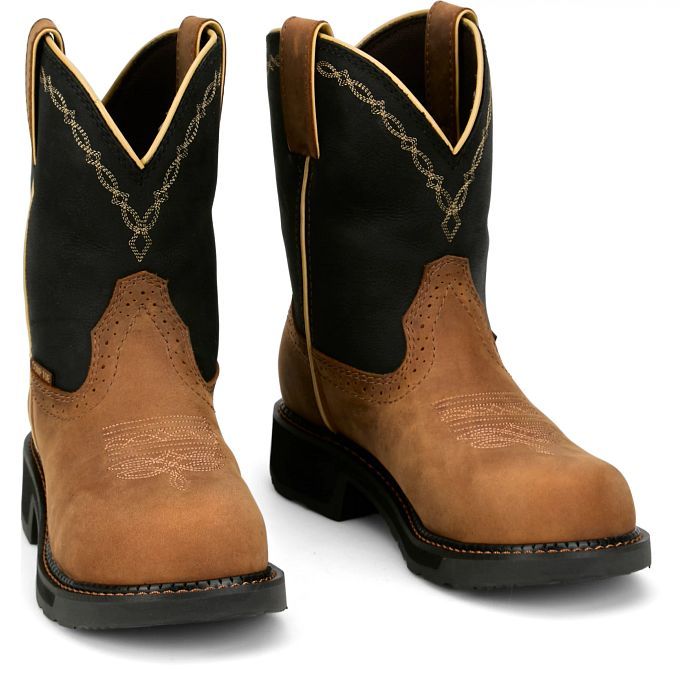 Women's Justin Darby 8" Waterproof Nano Composite, Cognac