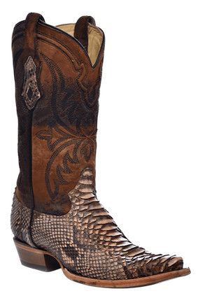 Men's Corral Embroidered Lamb Shaft Python Snip Toe Boots