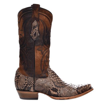 Men's Corral Embroidered Lamb Shaft Python Snip Toe Boots
