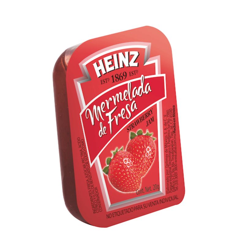 Mermelada de Fresa Heinz caja con 120 piezas de 20 gramos para llevar