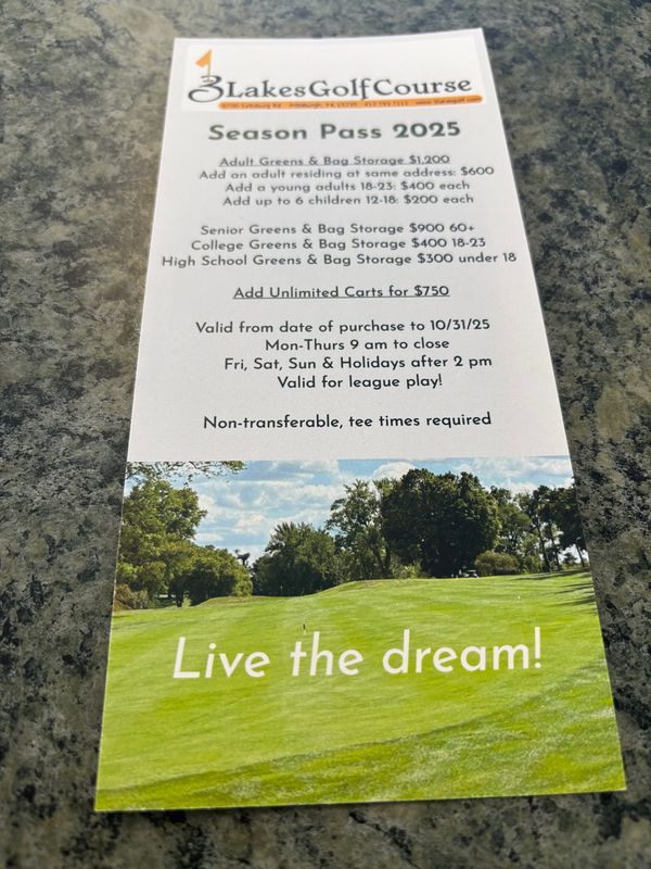 Season Pass 2025--Adult greens