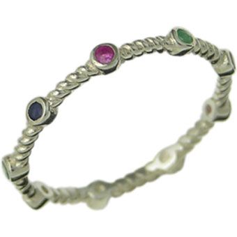 Bague DSA Jonc Emeraude, Saphir et Rubis RS1113, Size: 6