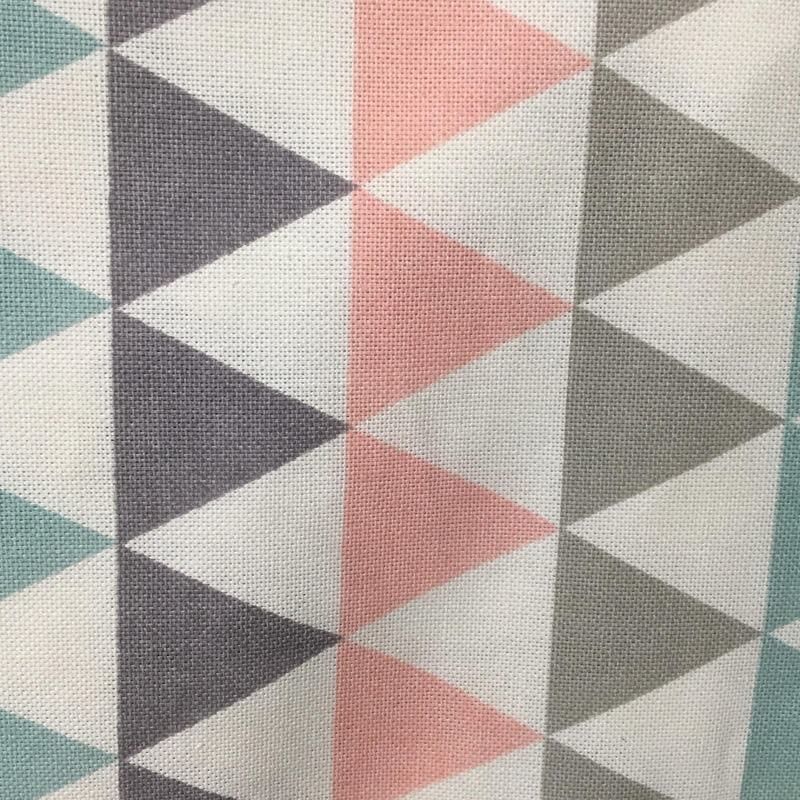 Nappe Chêne Sasseville Triangle Gris turquoise et rose 52x70