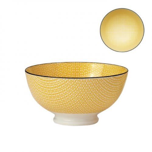 Bol de porcelaine kiri yellow with black trim 6&#39;&#39;