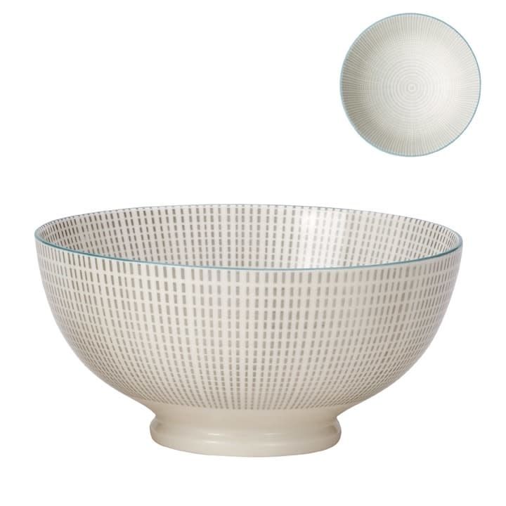 Bol de porcelaine Kiri 8&#39;&#39; grey with blue trim