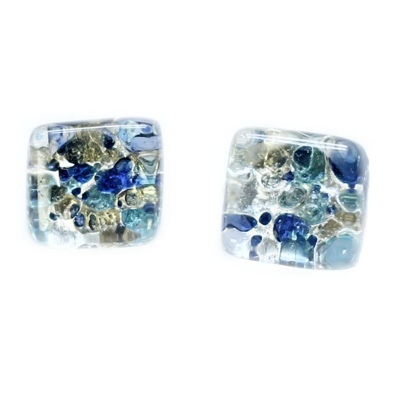 Boucle d&#39;oreille Cré-Art Carré Mixte Bleu