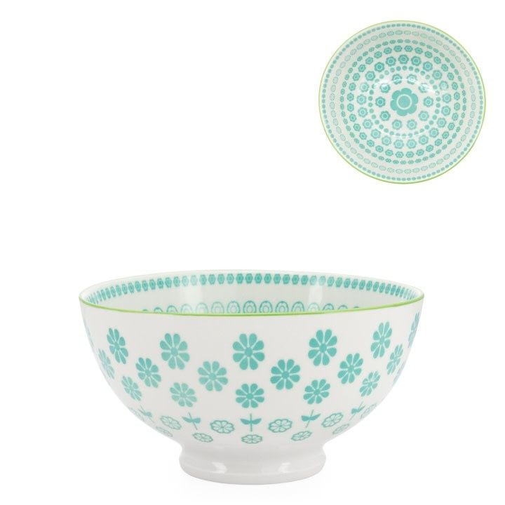 Bol en porcelaine Kiri 4.5 Turquoise Daisy