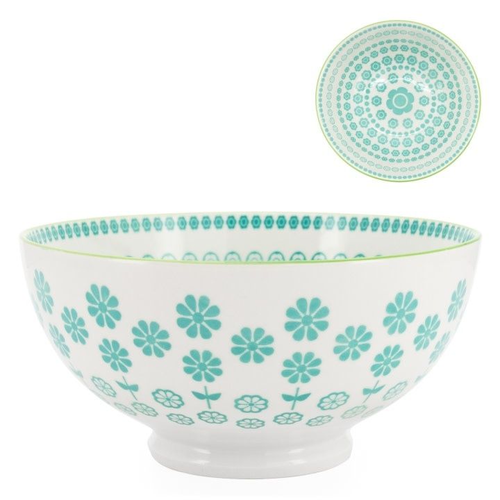 Bol en porcelaine Kiri 6 Turquoise Daisy