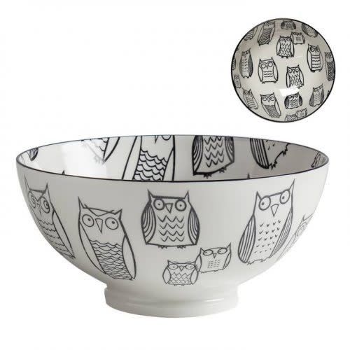 Bol de porcelaine kiri owl outline 8&#39;&#39;