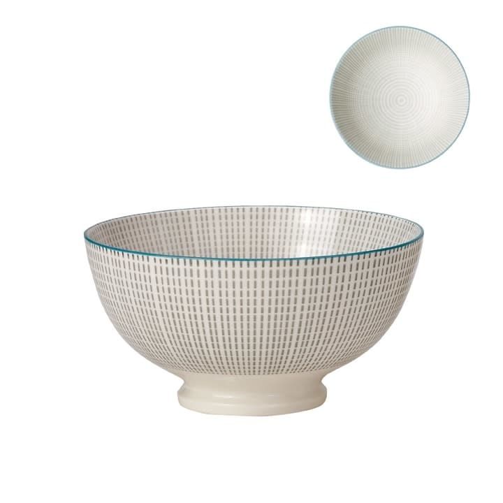 Bol de porcelaine Kiri 6 grey with blue trim