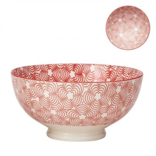Bol de porcelaine kiri red with red trim 8&#39;&#39;