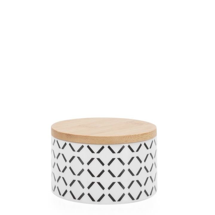 Pot de comptoir Kiri Porcelain 4d x 2h Canister Black Crosshatch
