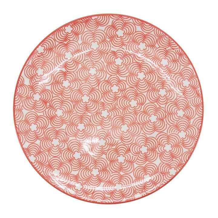 Assiette en porcelaine Kiri 8 red with red trim