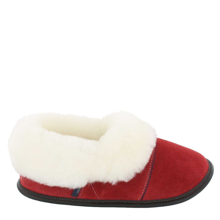 Pantoufle Garneau femme paresseuse suède rouge