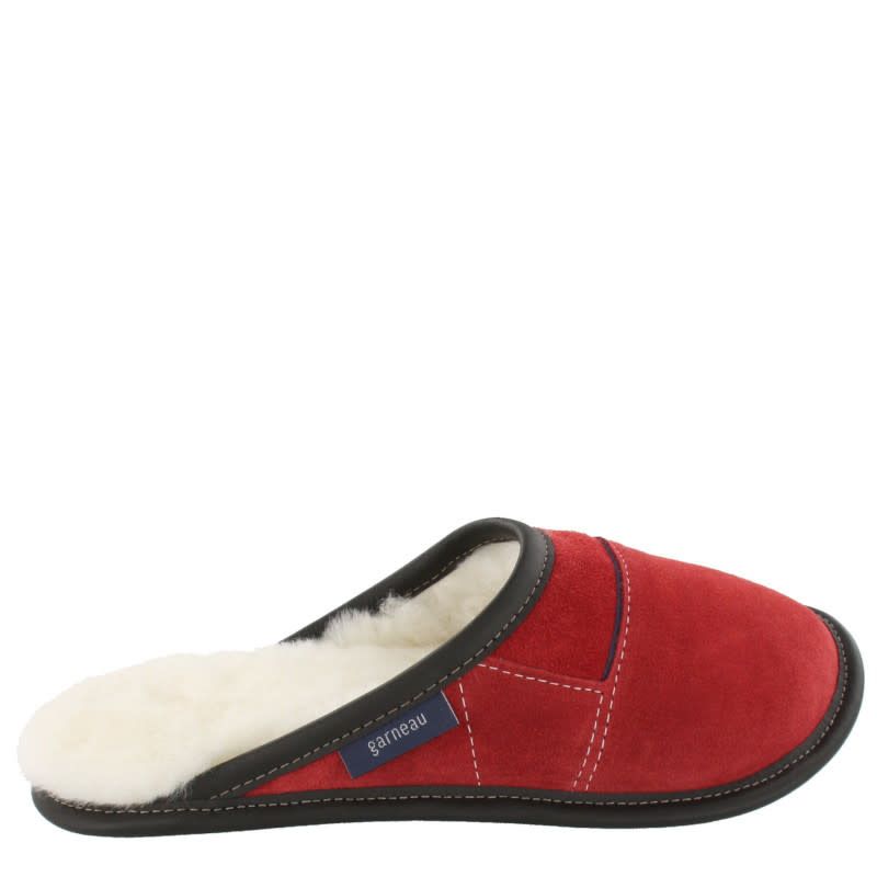 Pantoufle Garneau femme mule suède rouge