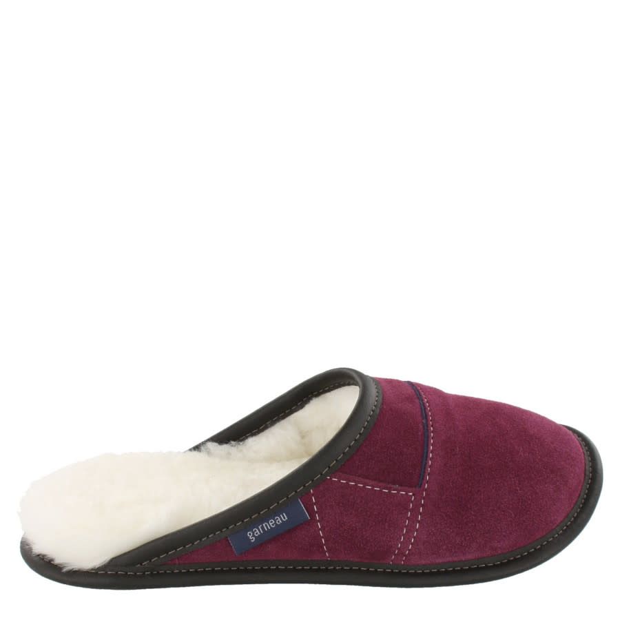 Pantoufle Garneau femme mule suède prune