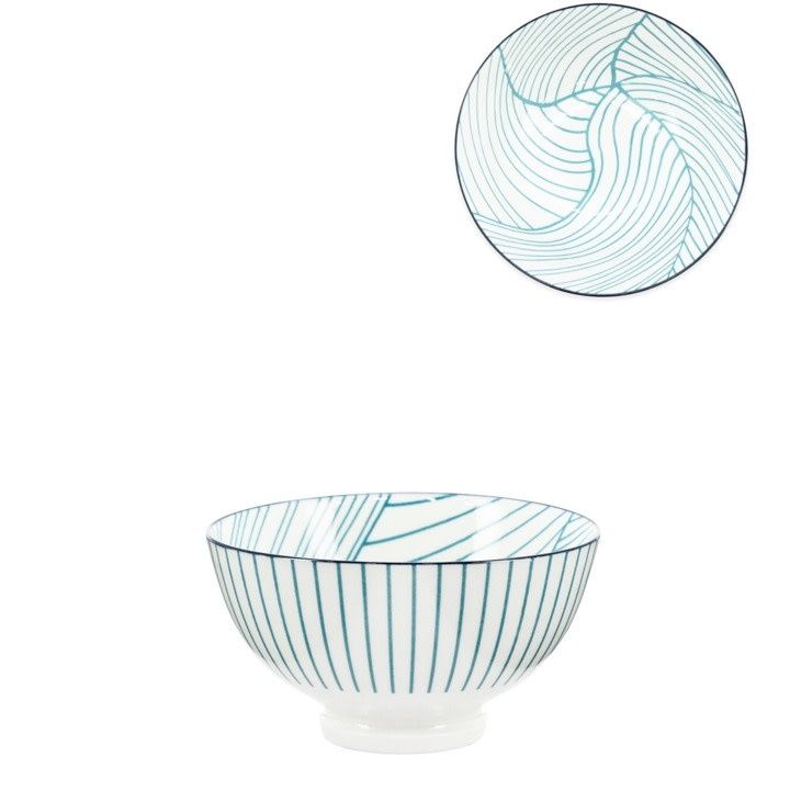 Bol Torre &amp; Tagus Kiri en Porcelaine 4.5 pouces- Teal Linear Leaf