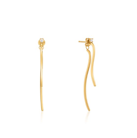 Boucles d&#39;oreilles Ania Haie Gold Curve Drop Bar Ear Jackets