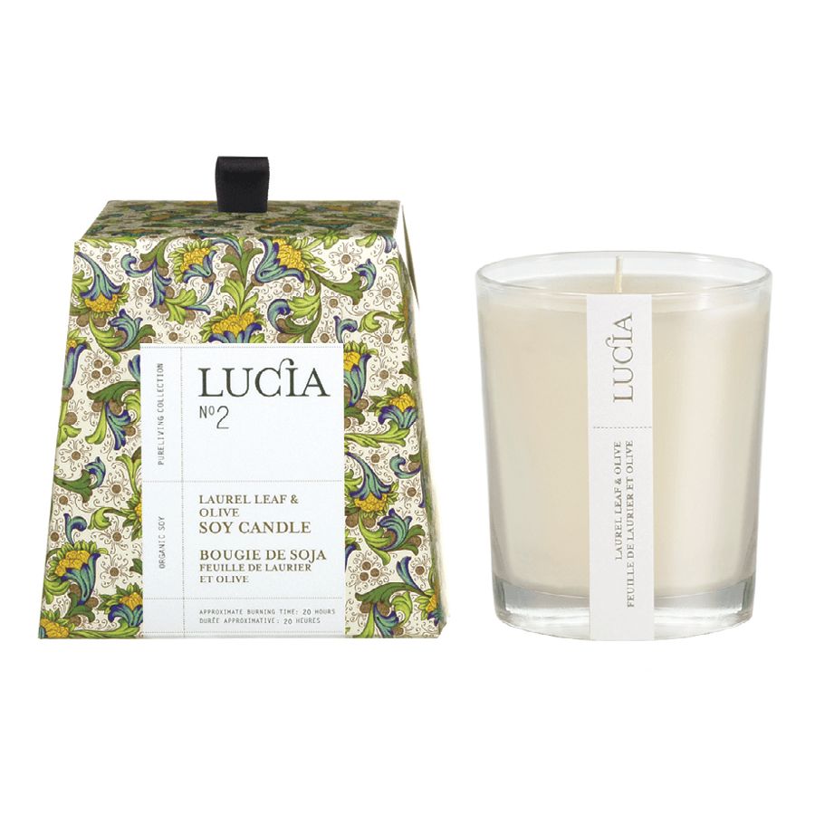 N°2 Bougie de soja Feuille de laurier et olive 50h Lucia