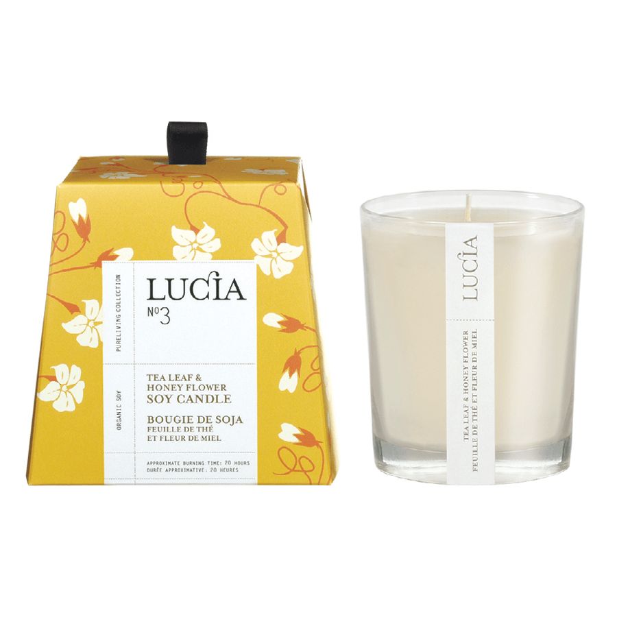 N°3 Bougie de soja Feuille de thé et miel sauvage 50h Lucia